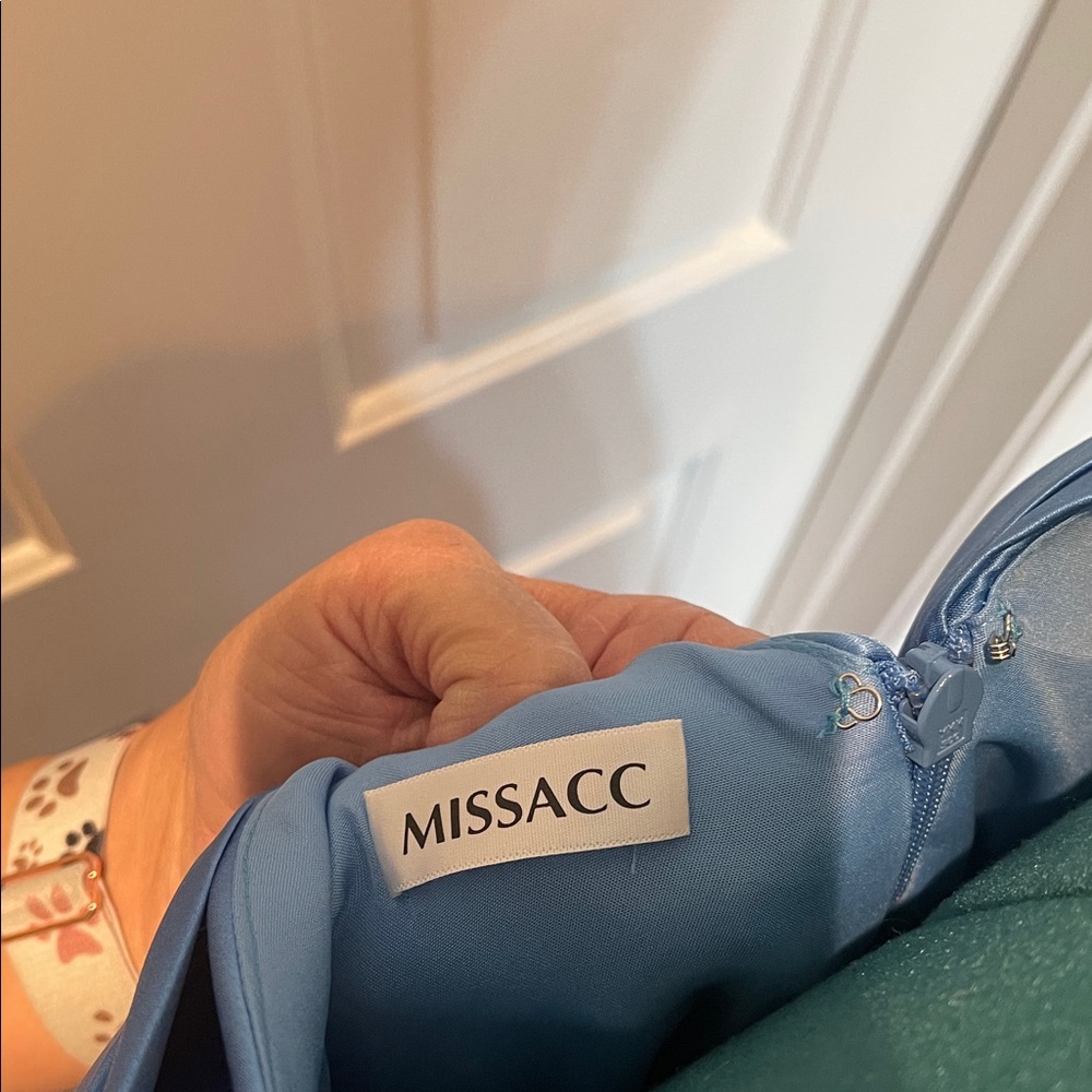 Missacc Elegant Blue Satin Dress - Picture 4 of 12